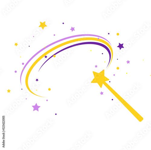 yellow, bright, colorful magic wand icon. A symbol of magic, focus and dreams