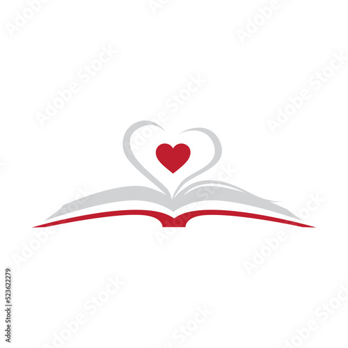 book and heart, logo icon