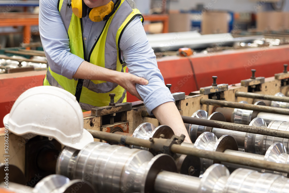 Engineer Worker Hand Got Trapped in the Industrial Machine and Got