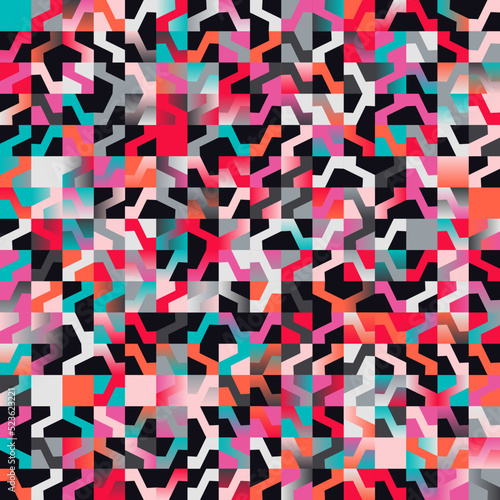 Pop Art Aesthetics Abstract Vector Pattern With Weird Geometric Shapes And Bizarre Artistic Forms