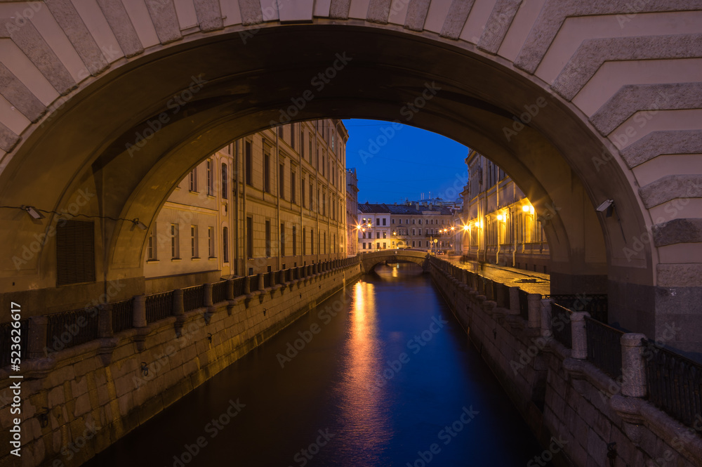 View of the canal in historical center of Saint Petersburg