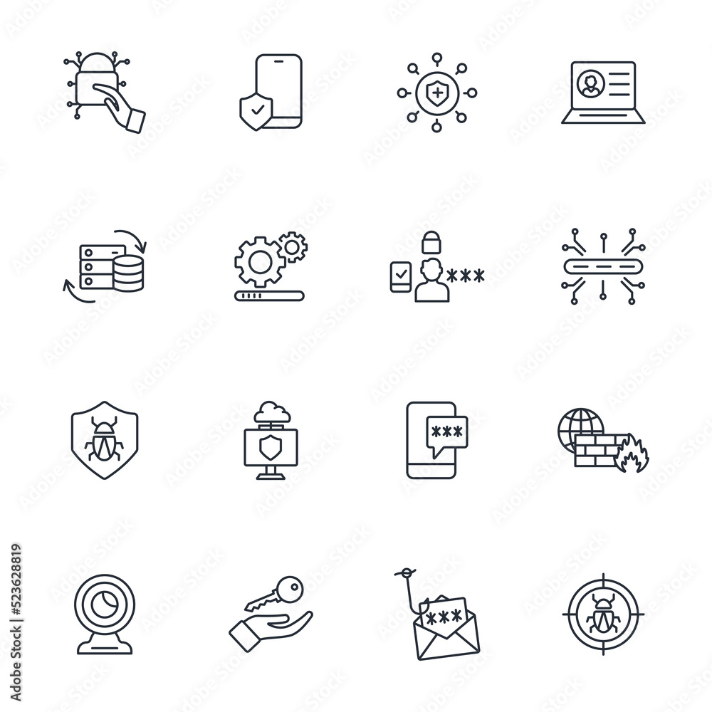 Cybersecurity icons set . Cybersecurity pack symbol vector elements for infographic web Cybersecurity icons set . Cybersecurity pack symbol vector elements for infographic web