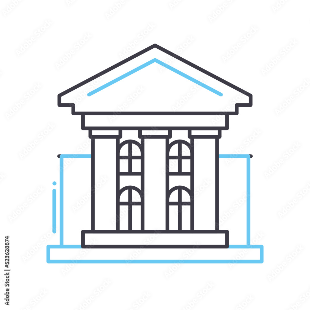 bank line icon, outline symbol, vector illustration, concept sign