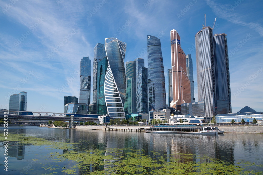 Moscow, Russia - August 12, 2022: Towers of the Moscow International Business Center 