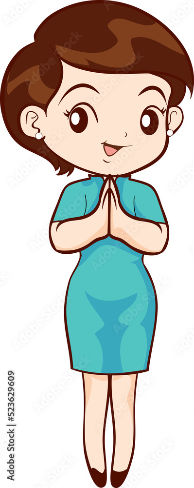 Smiling beautiful woman character in cute actions