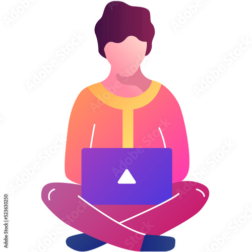 Front end developer icon vector man work on laptop