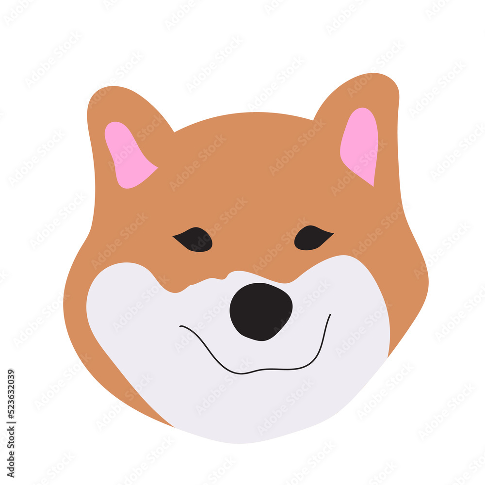 cute doodle illustration of dog breed akita inu. dog in minimalist style cute doodle illustration of dog breed akita inu. dog in minimalist style