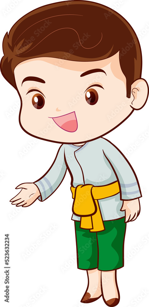 man cartoon thai traditional Outfit character man cartoon thai traditional Outfit character