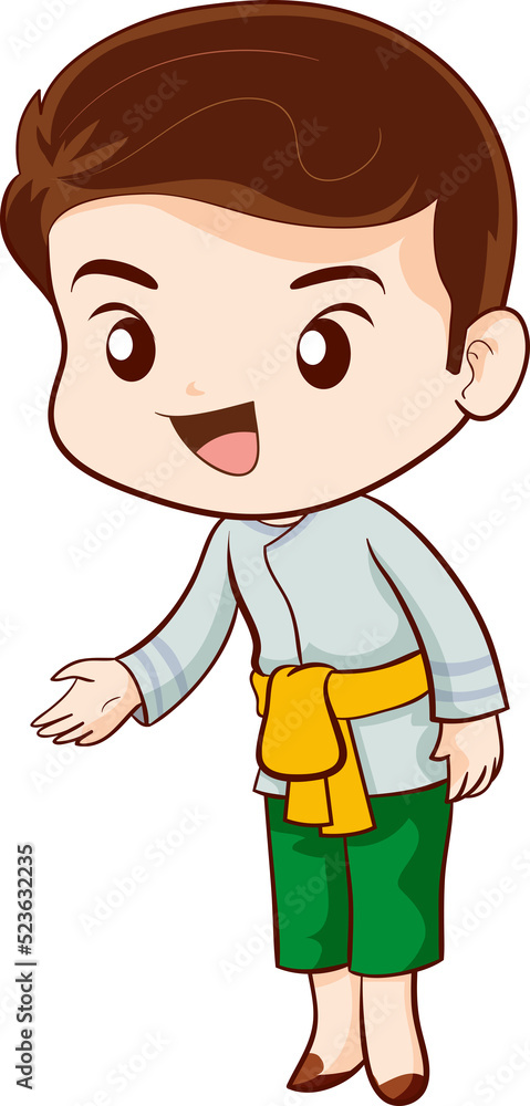 man cartoon thai traditional Outfit character man cartoon thai traditional Outfit character