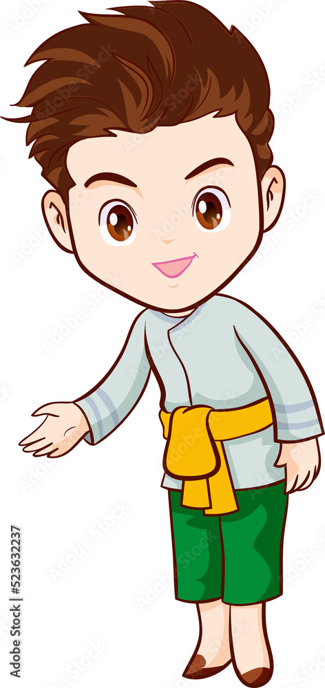 man cartoon thai traditional Outfit character man cartoon thai traditional Outfit character