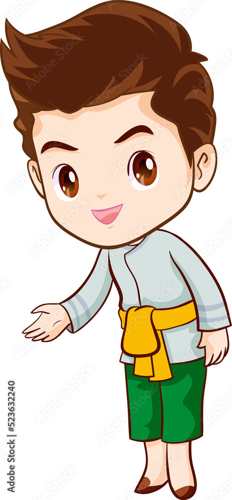 man cartoon thai traditional Outfit character