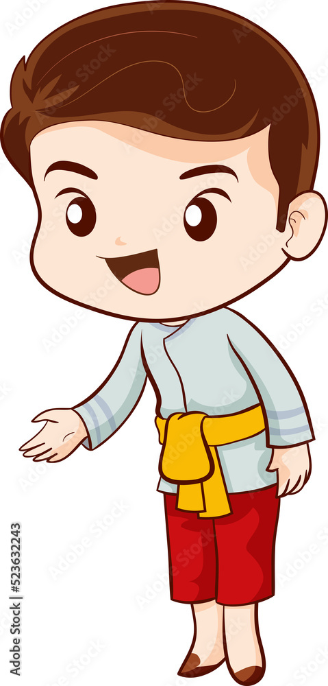man cartoon thai traditional Outfit character man cartoon thai traditional Outfit character