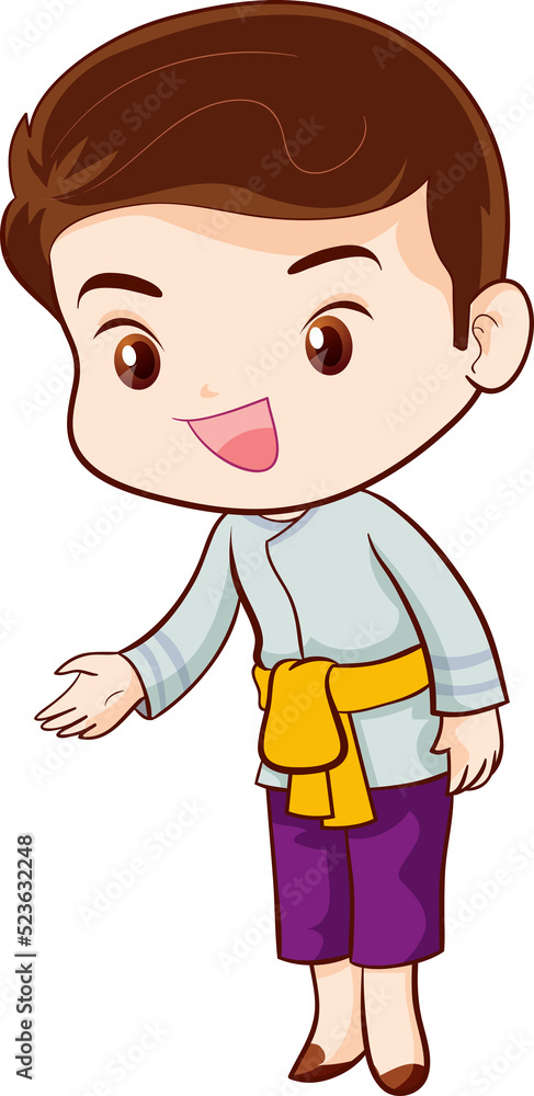 man cartoon thai traditional Outfit character man cartoon thai traditional Outfit character