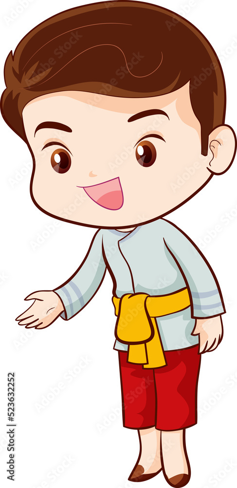 man cartoon thai traditional Outfit character man cartoon thai traditional Outfit character