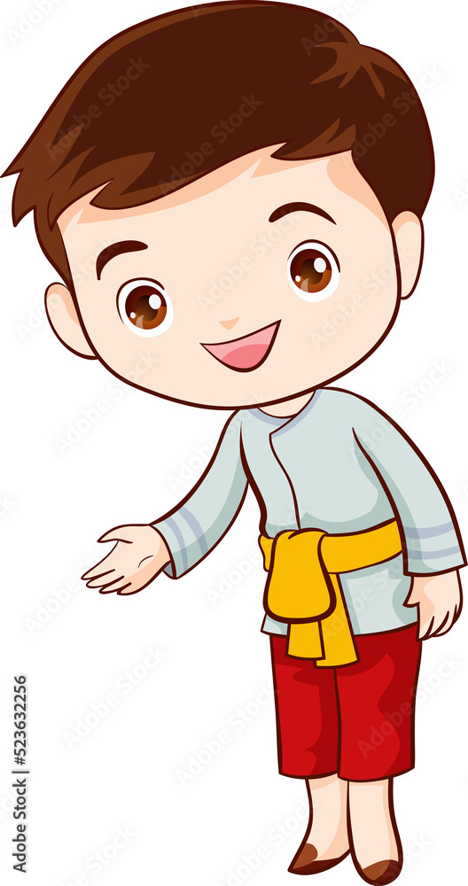man cartoon thai traditional Outfit character man cartoon thai traditional Outfit character