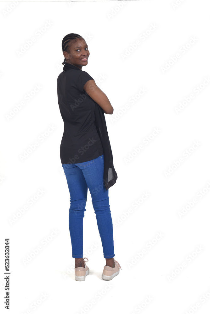 Fototapeta premium woman turned on white background