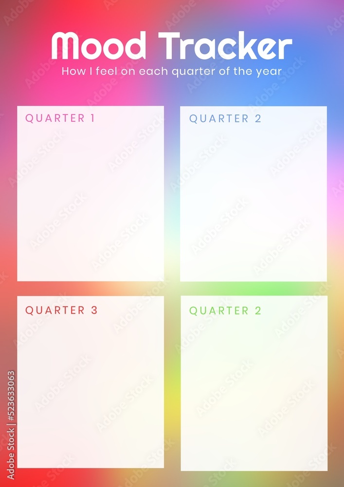Composition of mood tracker text on colourful background
