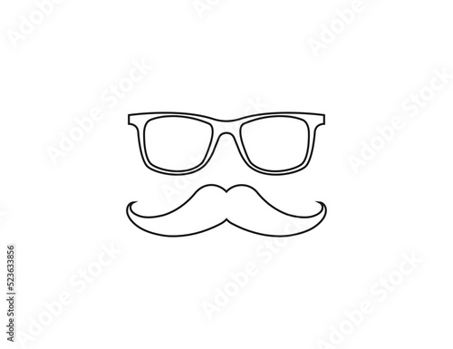 Mustache, glasses icon. Vector illustration.