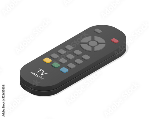 TV remote control. Isometric colored vector Illustration. Isolated on white background. 