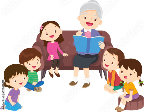 Grandparents elderly people grandfather and grandmother  characters in various activities