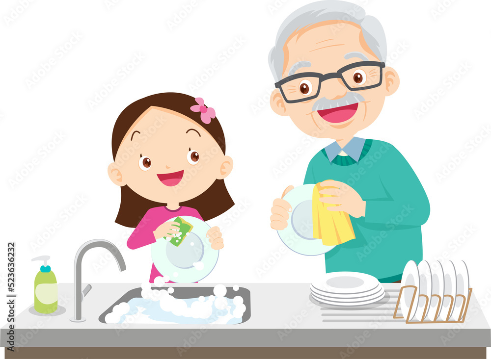 Grandparents,elderly people,grandfather and grandmother, characters in various activities