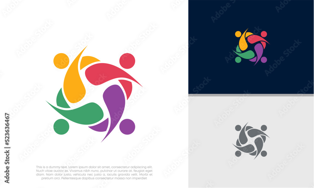 Obraz premium Global Community Logo Icon Elements Template. Community human Logo template vector. Community health care. Abstract Community logo 