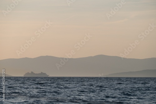 beautiful romantic sunset at the sea in adriatic