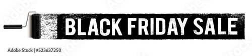 Horizontal paint stroke with typography and paint roller - Black Friday Sale