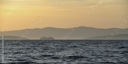 beautiful romantic sunset at the sea in adriatic