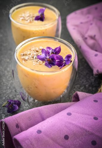 Smoothie with purple flower