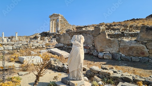Ancient architecture from the island of Delos, Aegean Sea, Greece photo