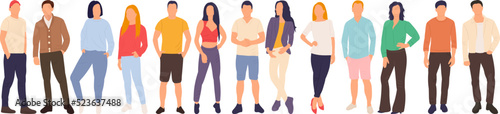 men, women in flat style, isolated, vector