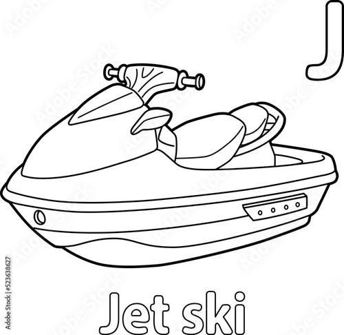 Jet Ski Alphabet ABC Coloring Page J