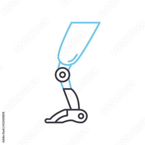 cyber leg prothesis line icon, outline symbol, vector illustration, concept sign