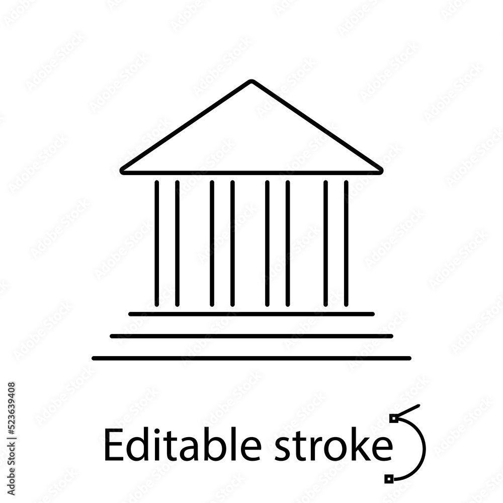 School building outline icon. Antique building with columns. Institute for students. Isolated vector stock illustration School building outline icon. Antique building with columns. Institute for students. Isolated vector stock illustration