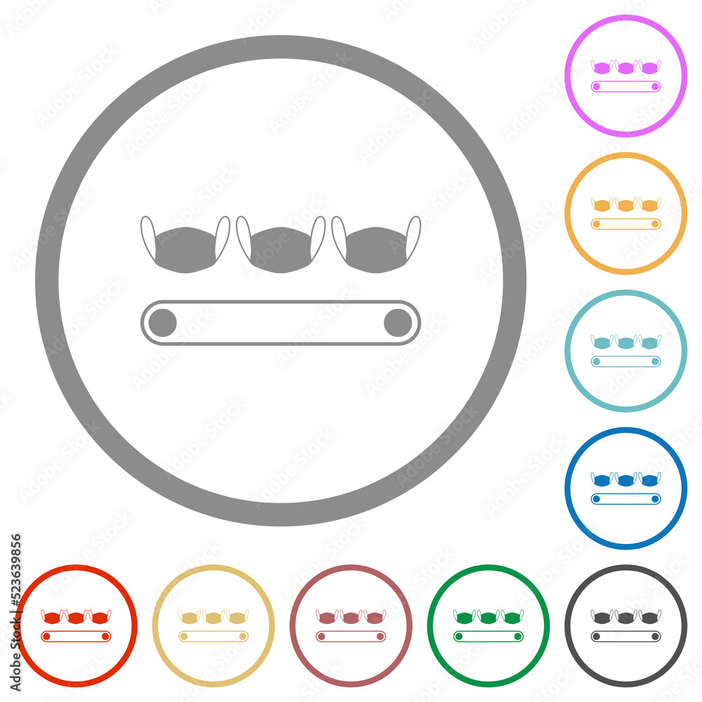 Mask manufacturing flat icons with outlines Mask manufacturing flat icons with outlines