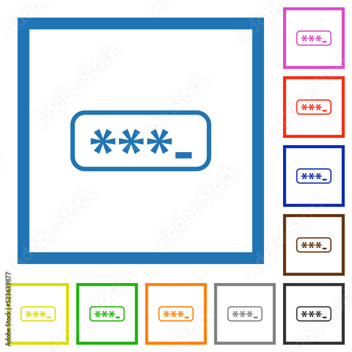 PIN code outline flat framed icons