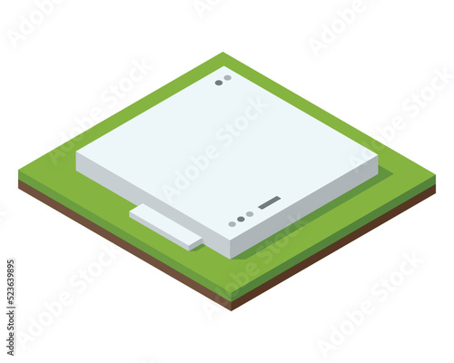 House construction Isometric stage. Visualization of modern building process. Foundation pouring phase