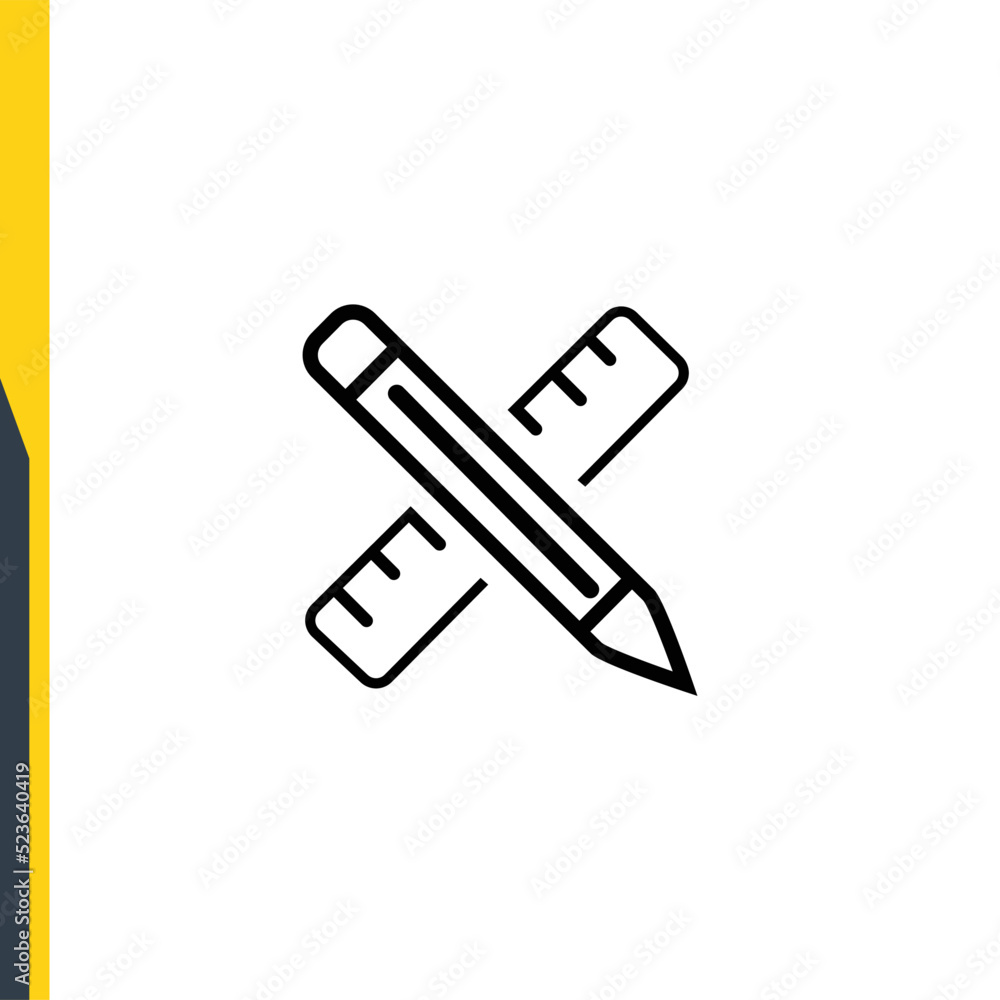 ruler and pencil vector line icons. Back to school