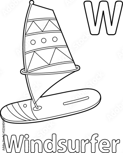 Windsurfer Alphabet ABC Coloring Page W