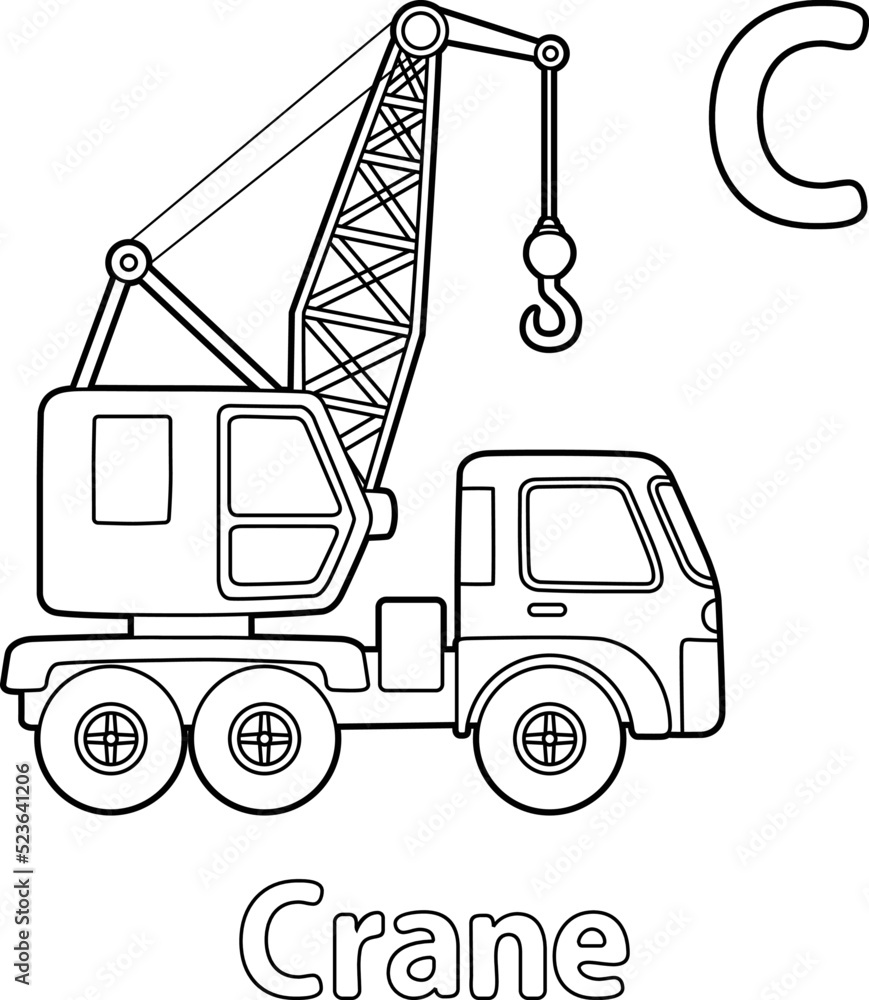 Crane Alphabet ABC Coloring Page C Stock Vector | Adobe Stock