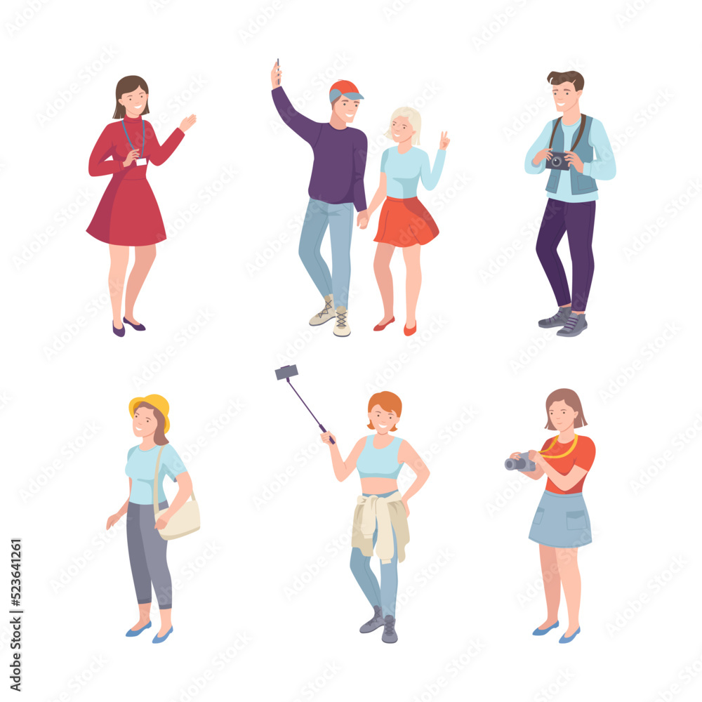 People Tourist Character on Excursion or Sightseeing Tour Vector Set People Tourist Character on Excursion or Sightseeing Tour Vector Set