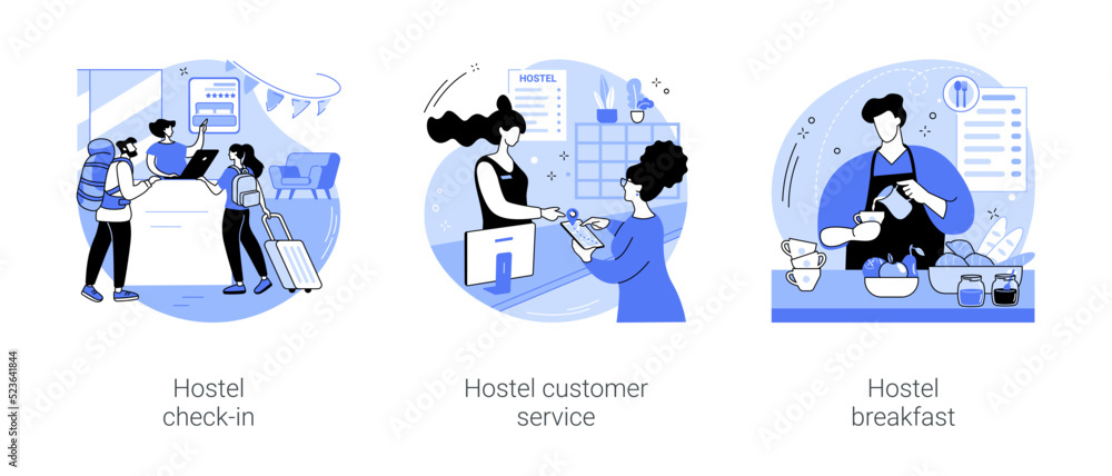 Fototapeta premium Hostel business isolated cartoon vector illustrations se