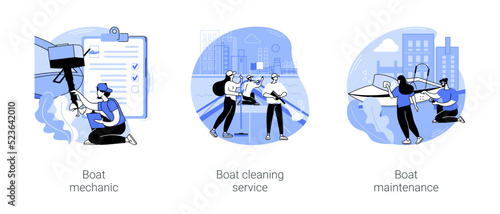 Boat maintenance isolated cartoon vector illustrations se