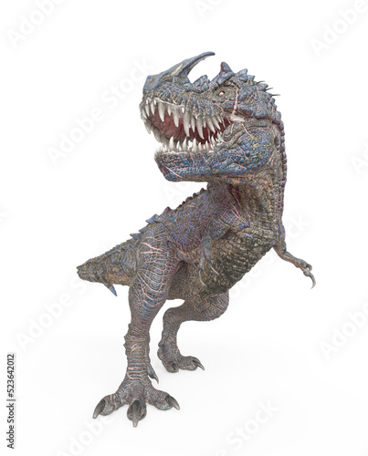 Fototapeta Naklejka Na Ścianę i Meble -  dinosaur monster is standing up and also looking back on white background