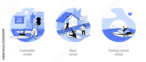 Boat rental isolated cartoon vector illustrations se