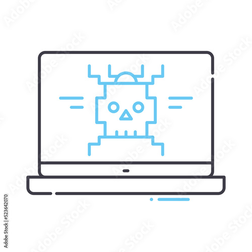 computer bug line icon, outline symbol, vector illustration, concept sign