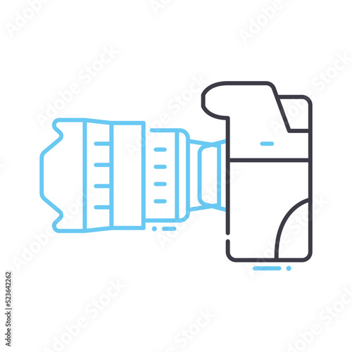camera side view line icon, outline symbol, vector illustration, concept sign