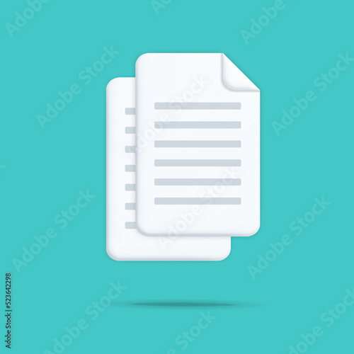 3d vector cartoon style stack of paper sheets icon design. Replication file symbol, contract terms and conditions, document paper, assignment concept. Simple User interface element.