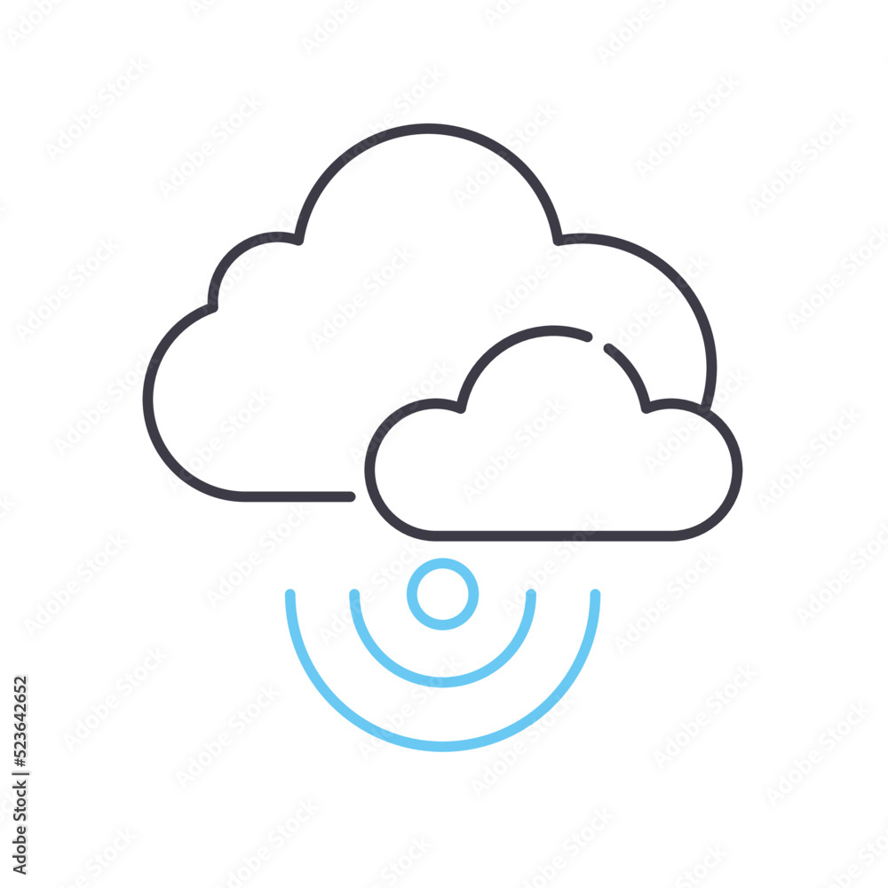 cloud wireless service line icon, outline symbol, vector illustration, concept sign cloud wireless service line icon, outline symbol, vector illustration, concept sign